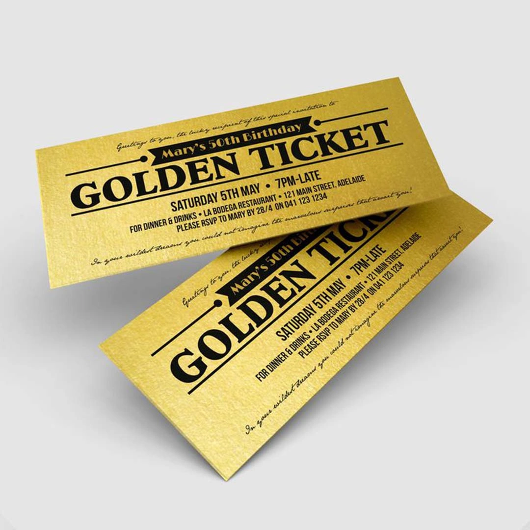 Custom Golden Ticket Printing