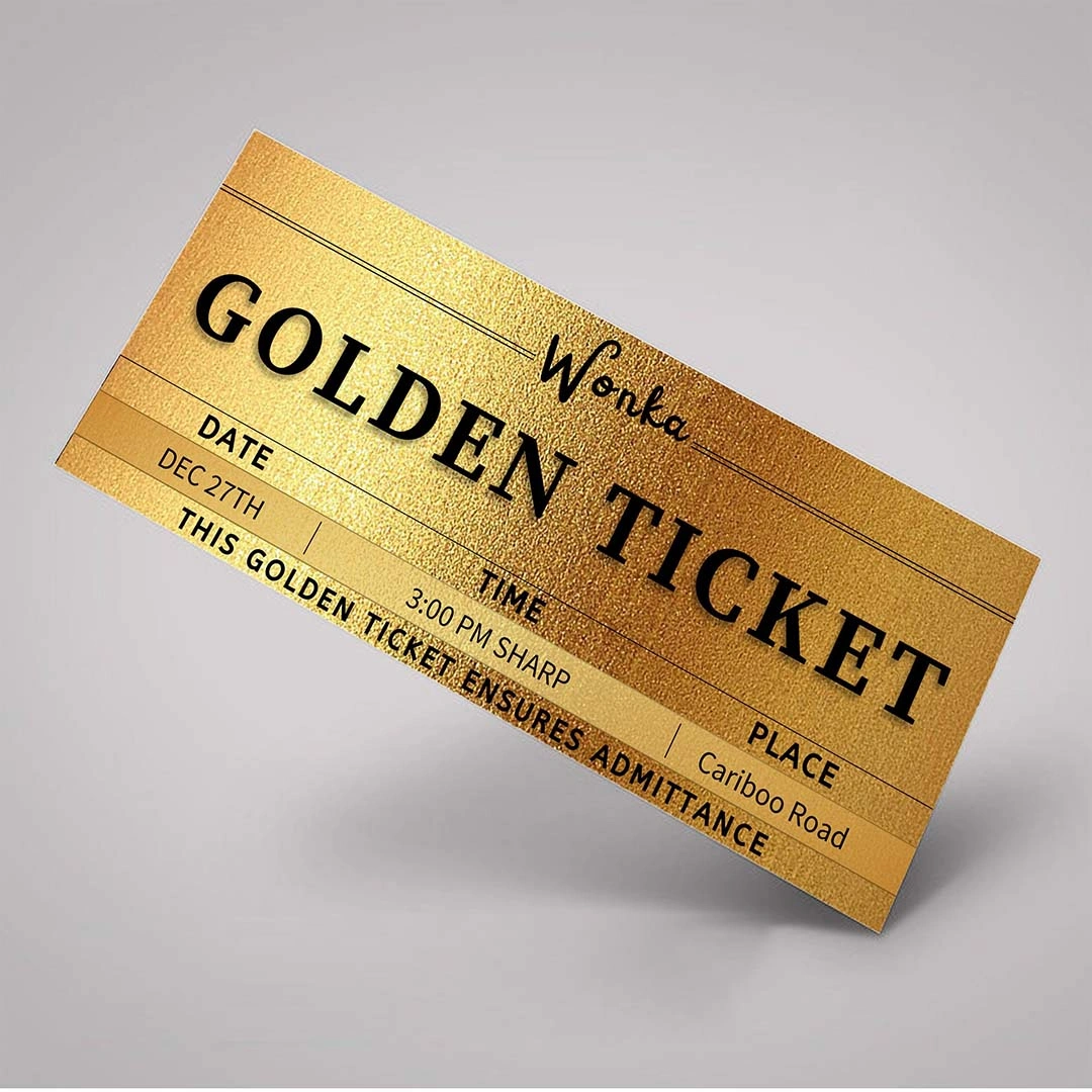 Custom Printed Golden Ticket